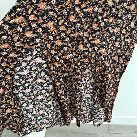 Zara Black Floral Flutter Sleeve Maxi Dress Medium - Picture 4 of 6